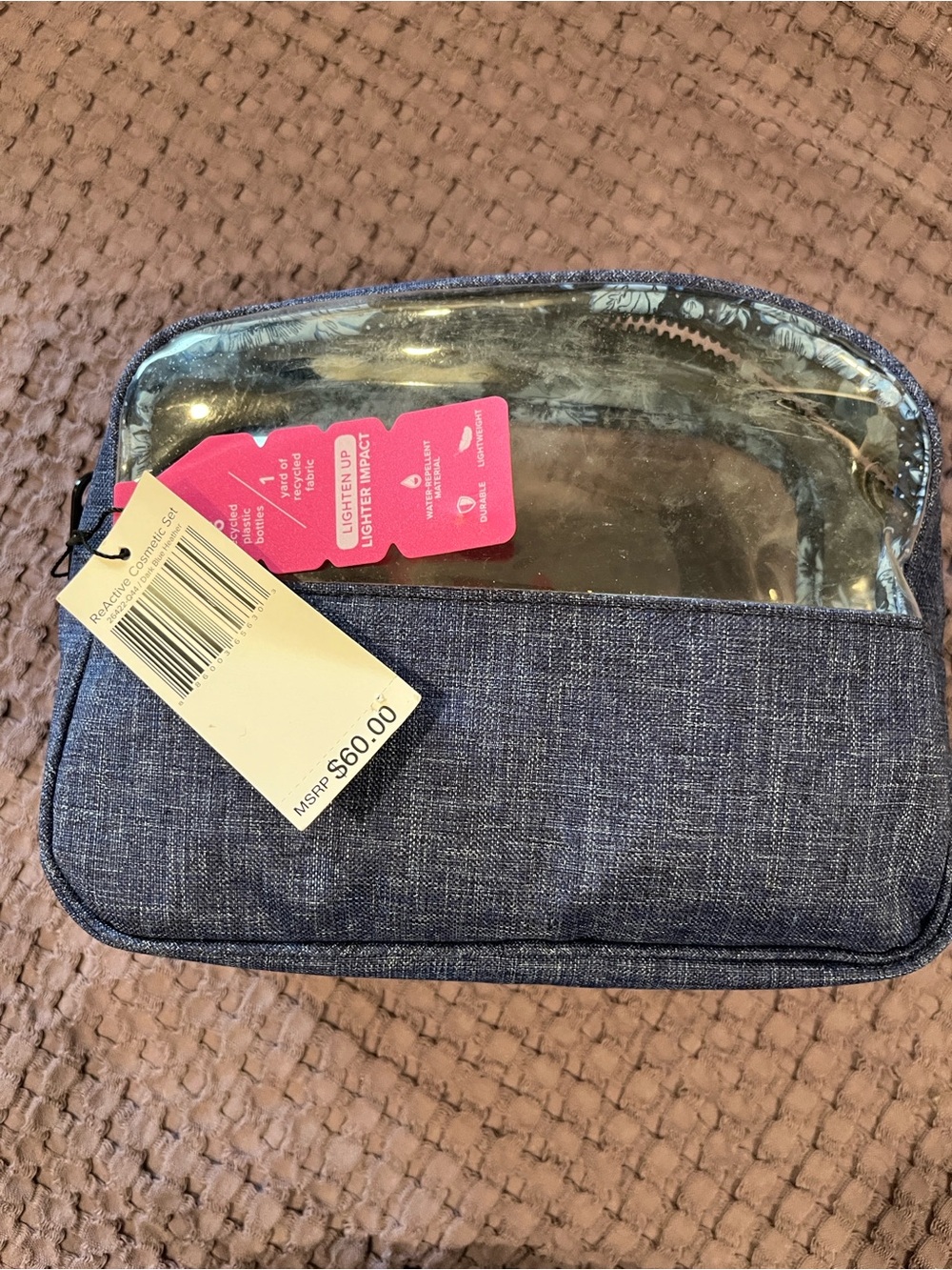 Vera Bradley ReActive Dark Blue Heather Travel Organizer NWT